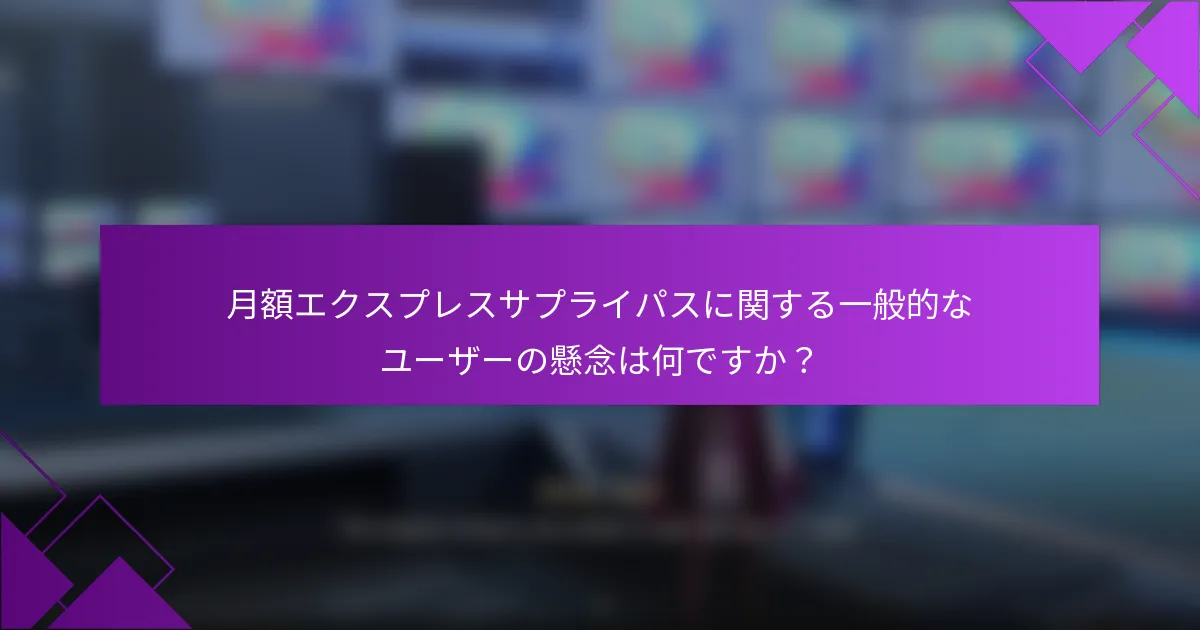 月額エクスプレスサプライパスに関する一般的なユーザーの懸念は何ですか？